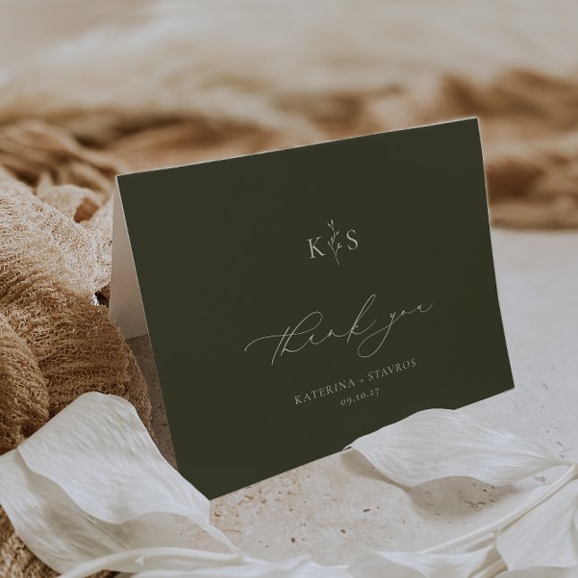 Carte De Remerciements HARMONIE Olive Green Photo Mariage (Créateur téléchargé)