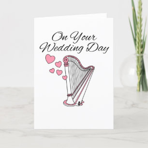 Carte De Remerciements Harpe Mariage Card Harpist String Musicien