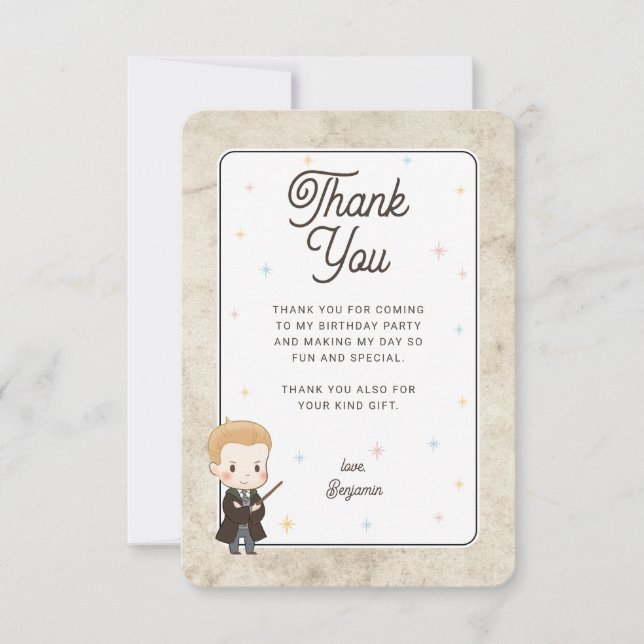 Carte De Remerciements Harry Potter Chibi Draco Malfoy Magicien Anniversa (Devant)
