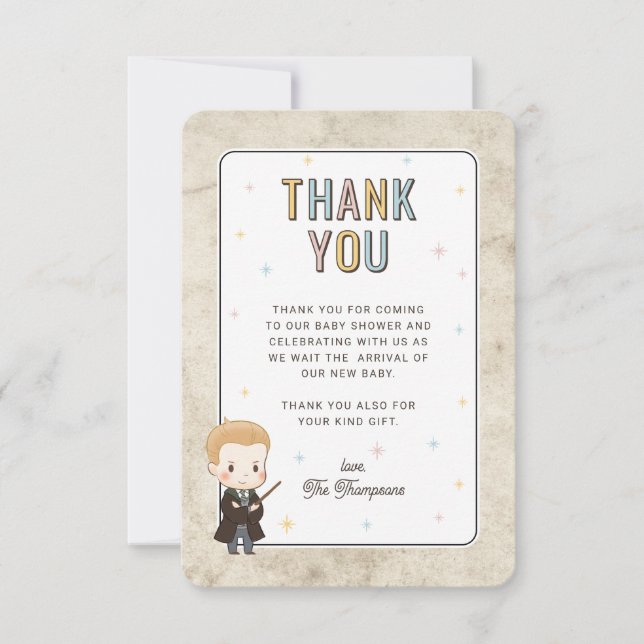 Carte De Remerciements Harry Potter Chibi Draco Malfoy Wizard Baby Shower (Devant)