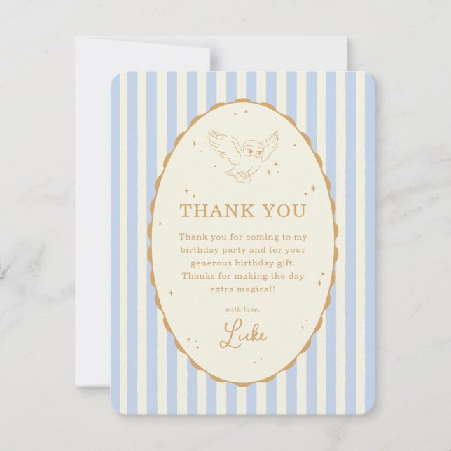 Carte De Remerciements Harry Potter Hedwig Blue Stripe Birthday (Devant)