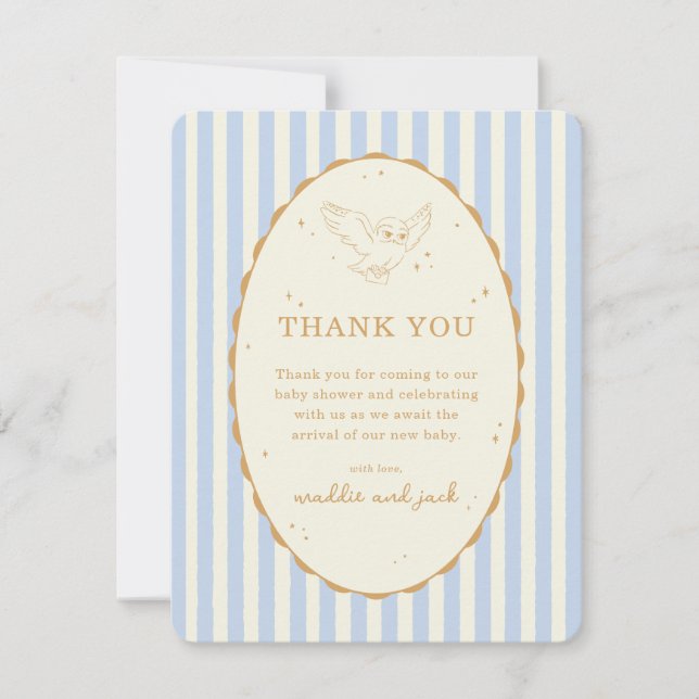 Carte De Remerciements Harry Potter Hedwig Rayure Bleue Baby Shower (Devant)