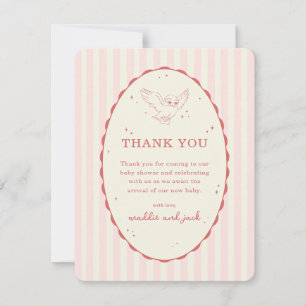 Carte De Remerciements Harry Potter Hedwig Rayure Rose Baby Shower
