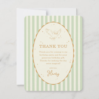 Carte De Remerciements Harry Potter Hedwig Rayure Verte Anniversaire