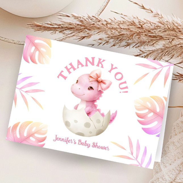 Carte De Remerciements Hatching Soon Girl Baby Shower Folded Thank You (Créateur téléchargé)