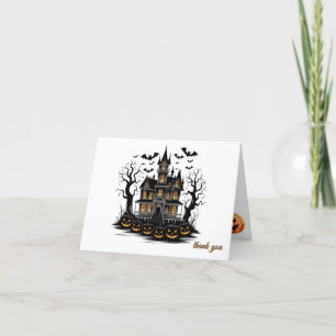 Carte De Remerciements Haunted House Citrouille chauves-souris Baby showe