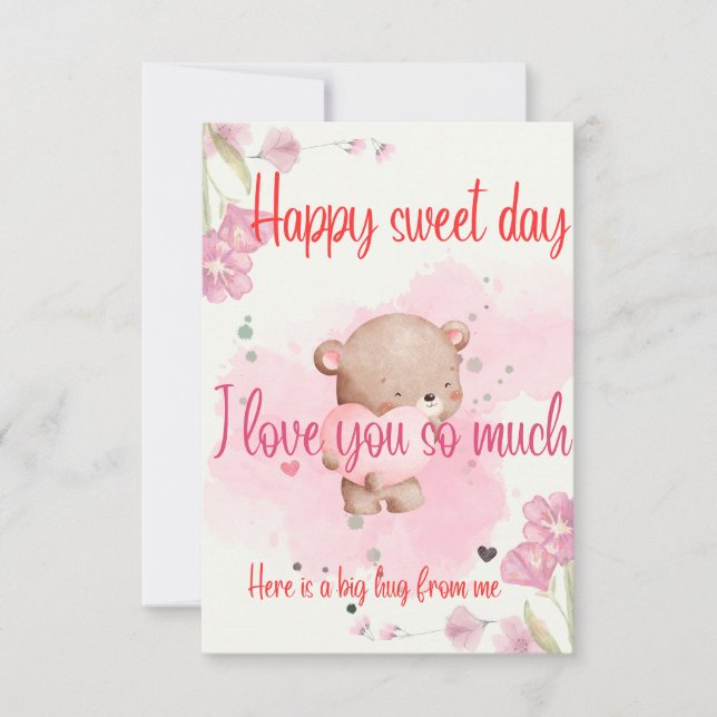 Carte De Remerciements Have a Sweet Day My Love – Romantic Pink Greeting  (Devant)