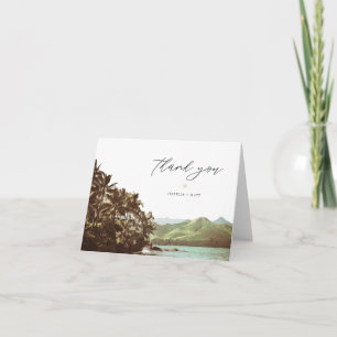 Carte De Remerciements HAWAII Aquarelle Plage Palmier Océan