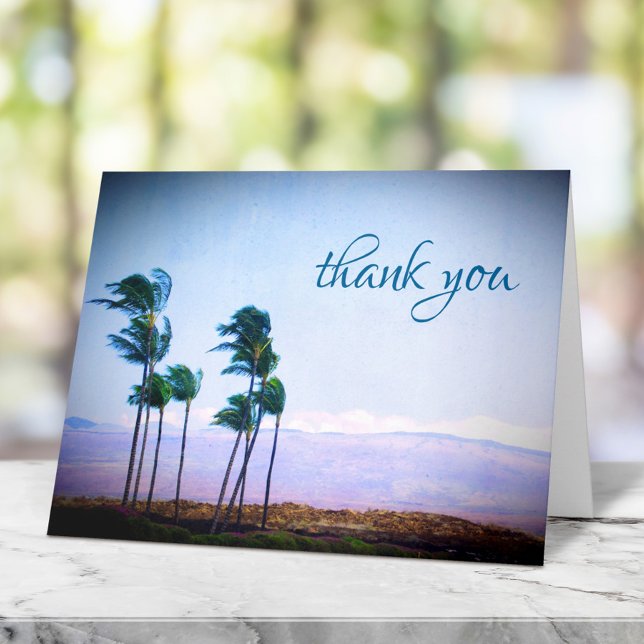 Carte De Remerciements Hawaii palm trees & purple mountain thank you card (Créateur téléchargé)