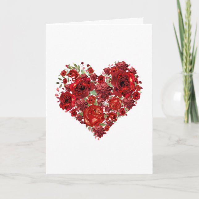 Carte De Remerciements Heart of roses Tarjeta de agradecimiento plegada (Devant)