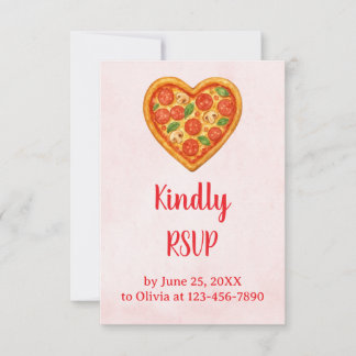 Carte De Remerciements Heart Pizza RSVP Card | Red Checkered Italian