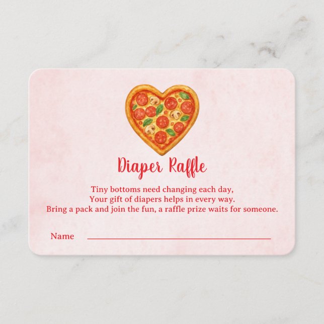 Carte De Remerciements Heart Shaped Pizza Diaper Raffle Insert | Red (Devant)