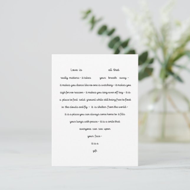 Carte De Remerciements Heart Shaped Poetry Card (Debout devant)