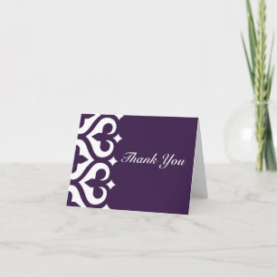Carte De Remerciements Hearts & Fleur de Lis Thank You Card - Plum