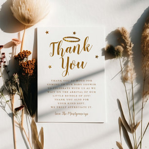 Carte De Remerciements Heaven a envoyé Gold Halo Baby shower Stars