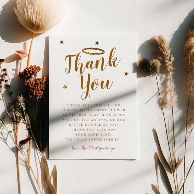 Carte De Remerciements Heaven a envoyé Gold Halo Baby shower Stars (Créateur téléchargé)