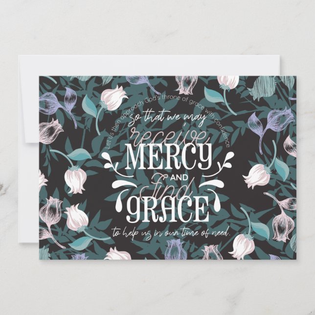 Carte De Remerciements Hébreu 4:16 citations noir ver (Devant)