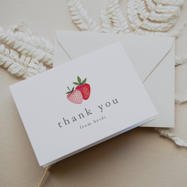 Carte De Remerciements HEIDI Pink Berry Sweet Strawberry Girl Baby Douche (HEIDI Pink Berry Sweet Strawberry Girl Baby Shower Thank You Card)