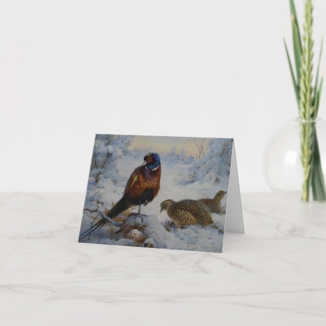 Carte De Remerciements Hen Pheasant Winter, Archibald Thorburn (Devant)