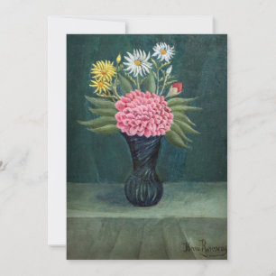 Carte De Remerciements Henri Rousseau - Dahlia et marguerites dans un vas