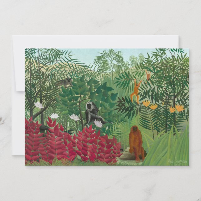 Carte De Remerciements Henri Rousseau - Tropical Forest with Monkeys (Devant)