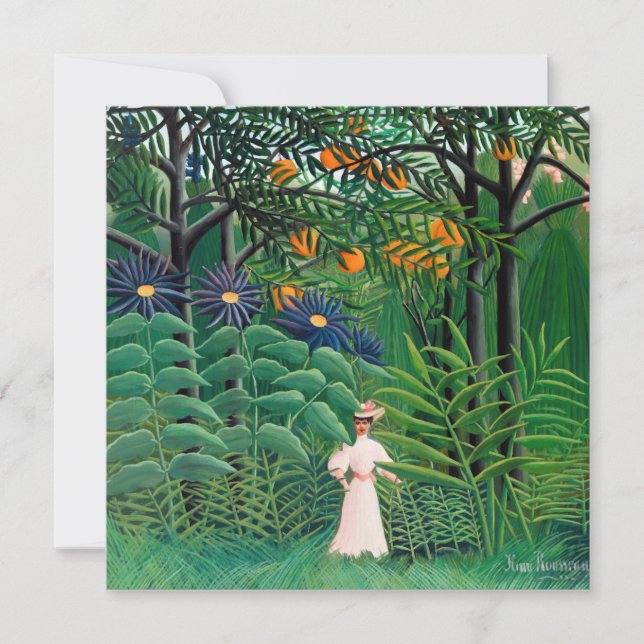 Carte De Remerciements Henri Rousseau - Une femme marche dans une forêt e (Devant)