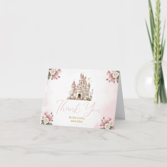 Carte De Remerciements Her royal five-ness Princess Birthday Castle (Devant)