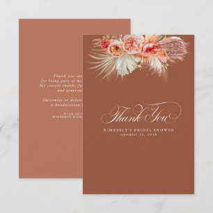 Carte De Remerciements Herbe de Pampas Élégante Fleurs de Terre Cuite Rem