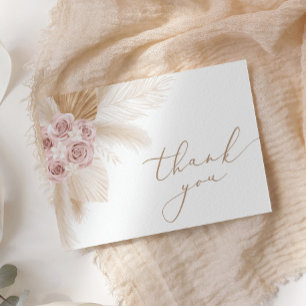 Carte De Remerciements Herbe de Pampas Florale Bohème