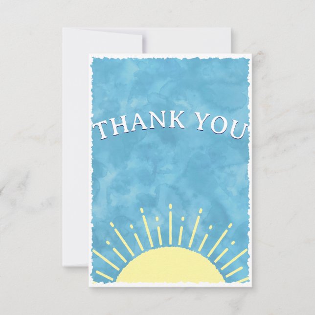 Carte De Remerciements Here Comes The Son Aquarelle Fête de Naissance Per (Devant)