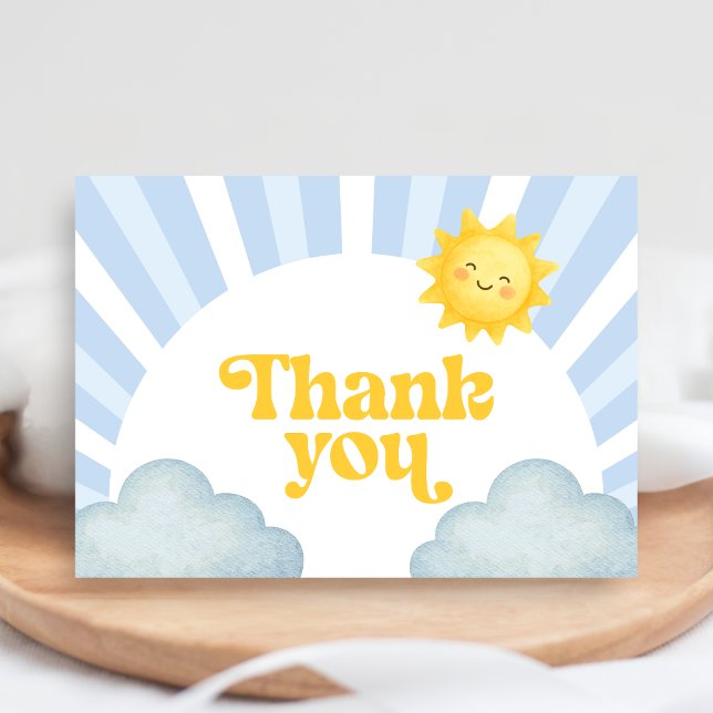 Carte De Remerciements Here Comes the Son Baby Shower (Here Comes the Sun Baby Shower Thank You Card)