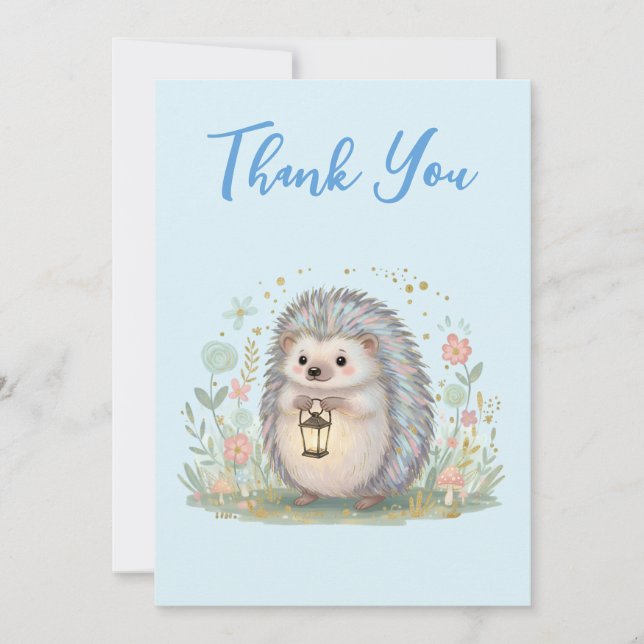 Carte De Remerciements Hérisson mignon avec lanterne (Devant)