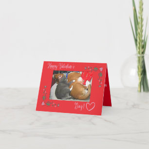 Carte De Remerciements Heureuse Sainte-Valentin, chat et chien