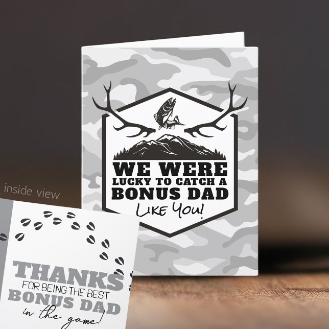 Carte De Remerciements Heureux d'attraper un papa bonus comme toi (We Were Lucky to Catch You Folding Card for the bonus dad in your life!)