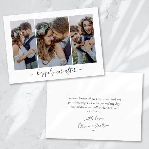 Carte De Remerciements Heureux Jamais après Script Triptych Mariage photo