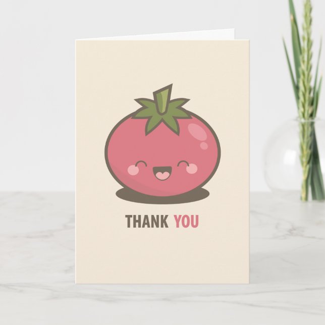 Carte de remerciements heureux mignon de tomate de (Devant)
