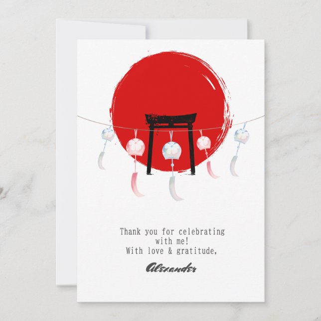 Carte De Remerciements Hibachi fête d'anniversaire Vent Chimes Furin Japo (Devant)