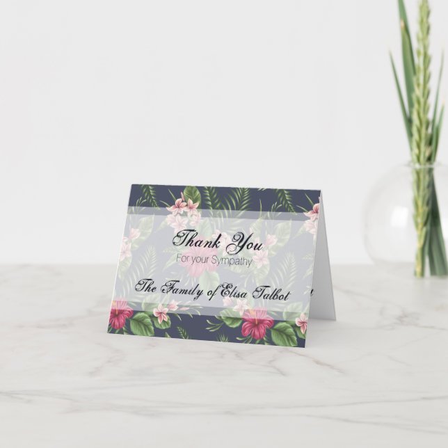 Carte De Remerciements Hibiscus Sympathy Thank you Note (Devant)