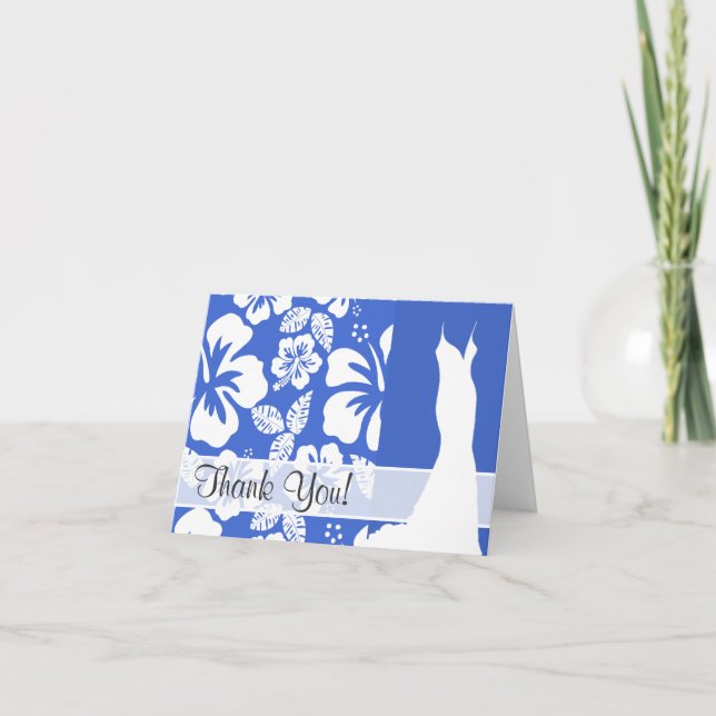 Carte De Remerciements Hibiscus Tropical Hawaïen Bleu Han (Devant)