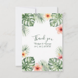 Carte De Remerciements Hibiscus Vintage Hawaii Floral Tropical Mariage