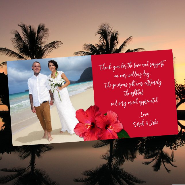 Carte De Remerciements Hibiscus Wedding Photo Budget Thank You Cards (Créateur téléchargé)