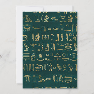 Carte De Remerciements Hiéroglyphes Égyptiens Vert Doré Égypte Ancienne