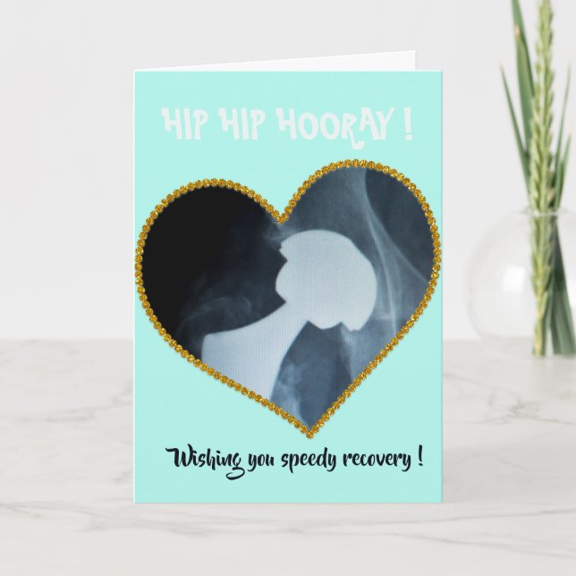 Carte De Remerciements Hip, Hip, Hooray - Hip Operation - Obtenez bien bi (Devant)
