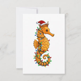 Carte De Remerciements Hippocampe Festif Portant un Chapeau de Père Noël