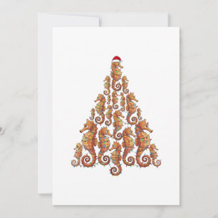 Carte De Remerciements Hippocampe Festif Portant un Chapeau de Père Noël