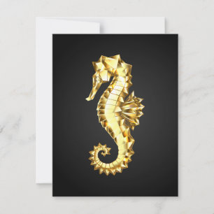 Carte De Remerciements Hippocampe Polygonal Or