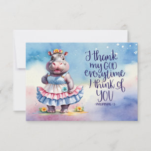 Carte De Remerciements Hippopotame à la plage Amusement Été Plage