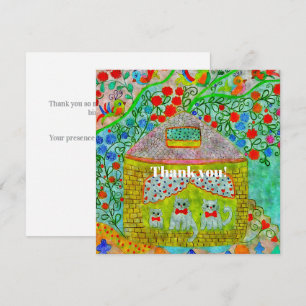 Carte De Remerciements Histoire de Famille de Chat Fantaisiste pour Anniv
