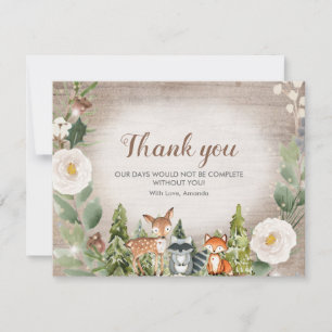 carte de remerciements Hiver Bois Animal Blanc Flo