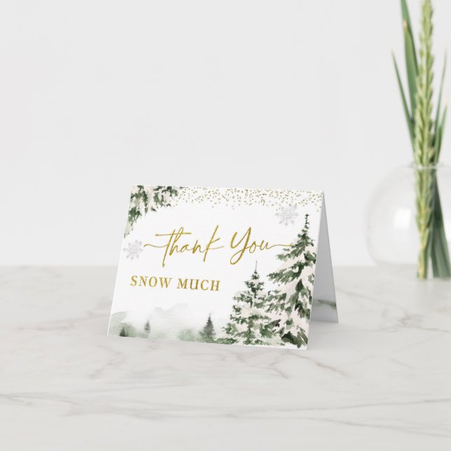 Carte De Remerciements Hiver Forêt de l'Onederland Premier anniversaire p (Devant)